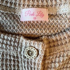 BRAND NEW PINK LILY "Headed South Oatmeal Waffle Knit Pullover"